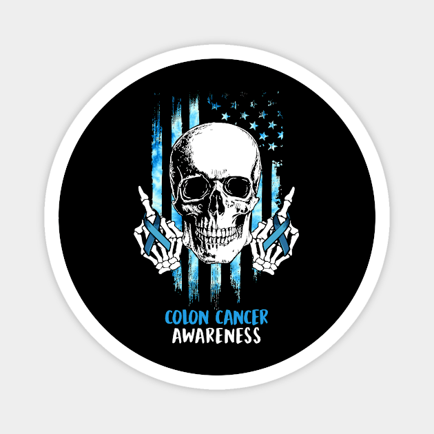 Colon Cancer Awareness Skull Halloween Costume Gifts Magnet by AKIFOJWsk